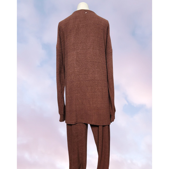 NWT Yitty Pet Me Brown Two Piece Comfy Cardigan Wide Leg Pant  Fuzzy Soft  Set - Picture 3 of 6